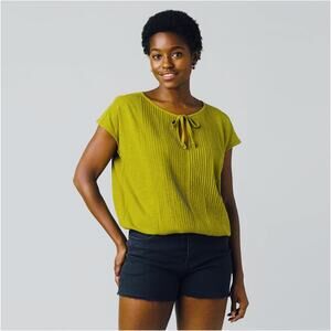 PRANA Ocupas Short-Sleeve Organic Cotton Top in Sweet Grass Green Size M